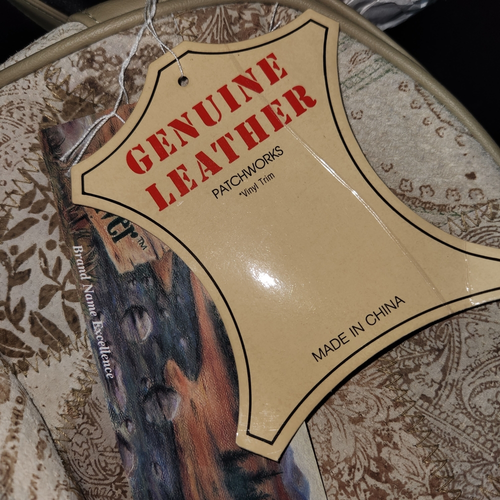 NEW Genuine Leather Patchwork Crossbody Bag - Cream and Brown - Picture 9 of 9